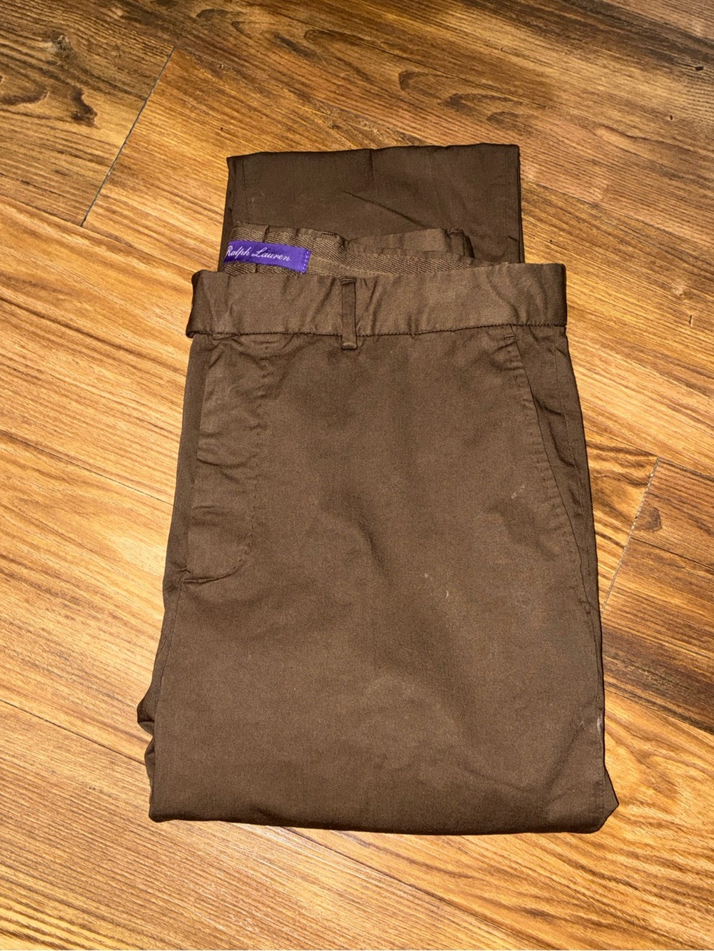 Ralph Lauren Purple Label Mocha Brown Eaton Garment-Dyed Twill Trousers